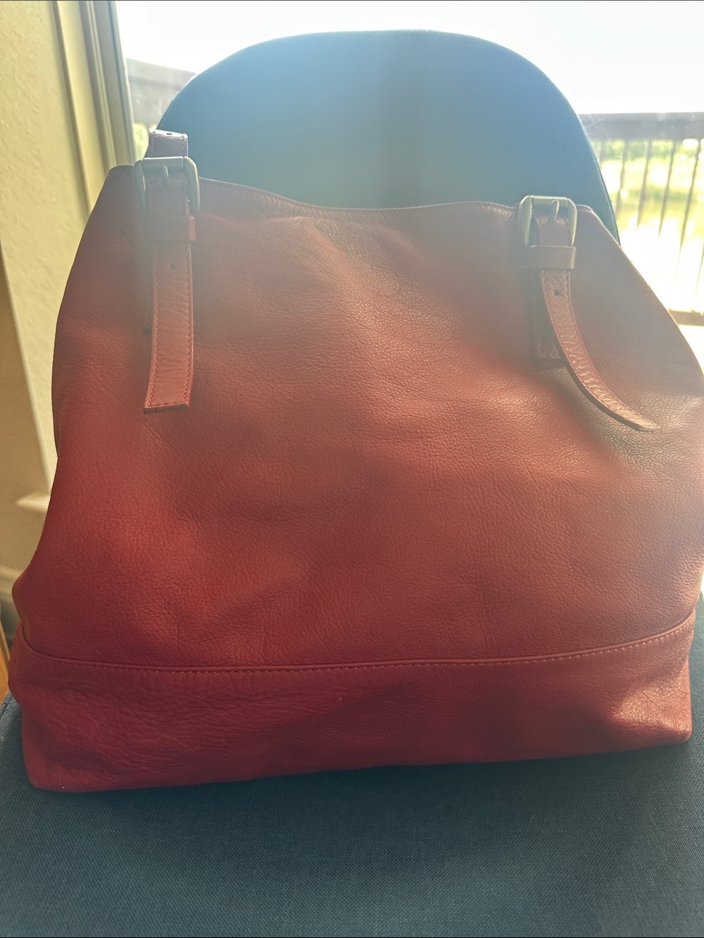 Garnet Hill Deep Red Leather Shoulder Bag